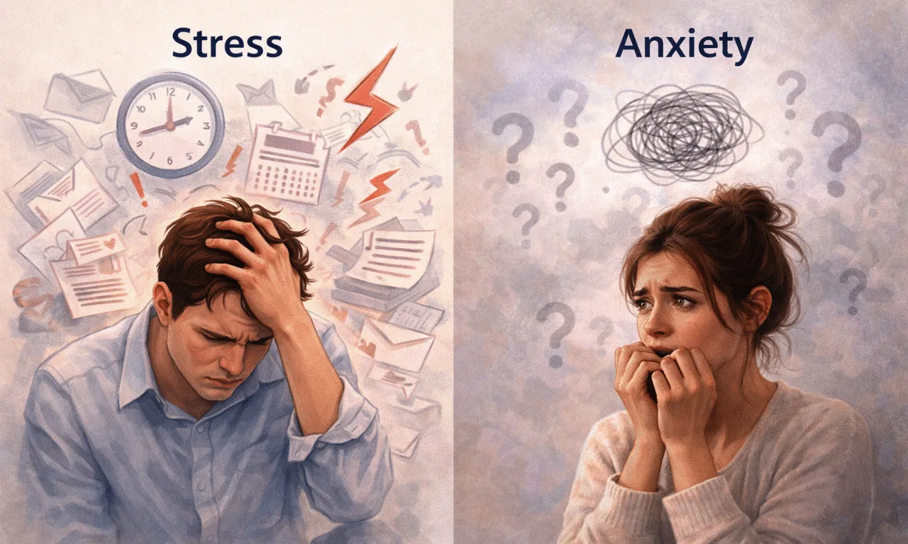 Stress vs Anxiety Mental Health Comparison