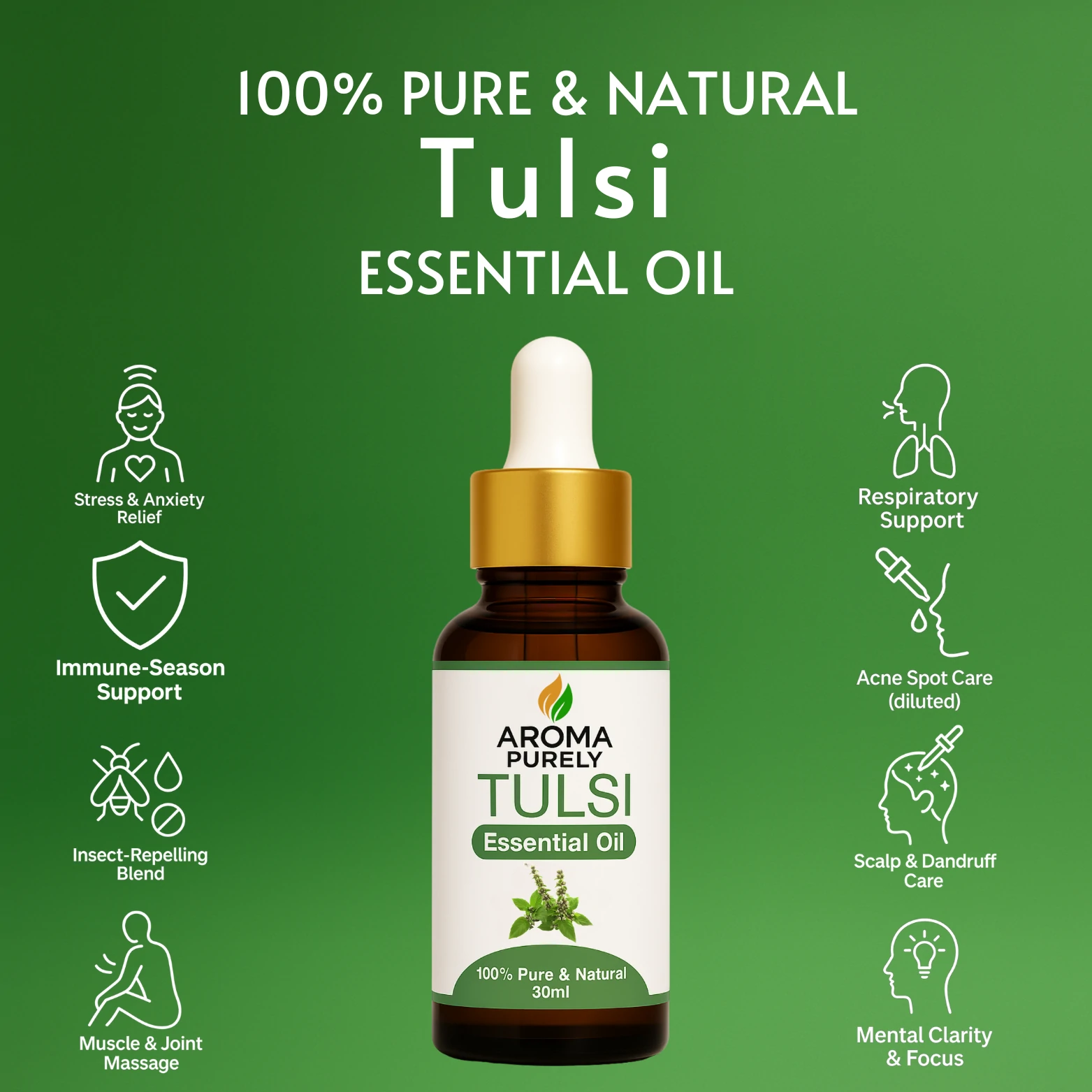 Tulsi Essential Oil Tulsi Essential Oil for Clear Skin and Acne Control